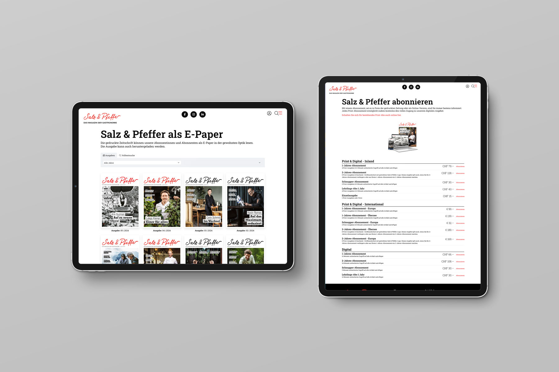 Neugestaltung der Website für das Magazin «Salz & Pfeffer»